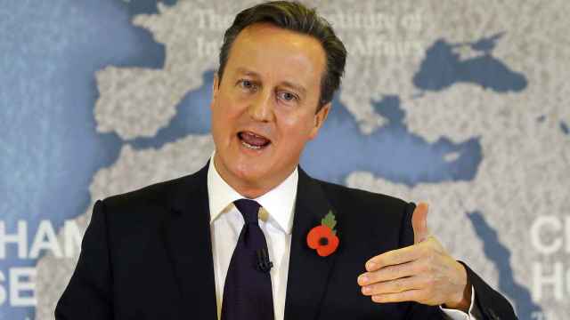 El primer ministro británico, David Cameron, durante su discurso sobre el 'Brexit' este martes