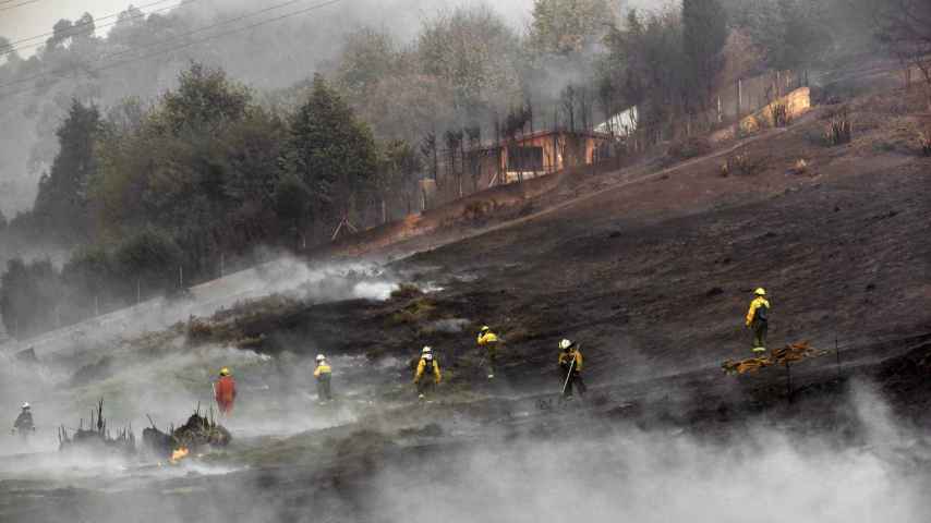 Restos del incendio declarado ayer entre Berango y Sopelana, en Vizcaya. / Miguel Toña / EFE