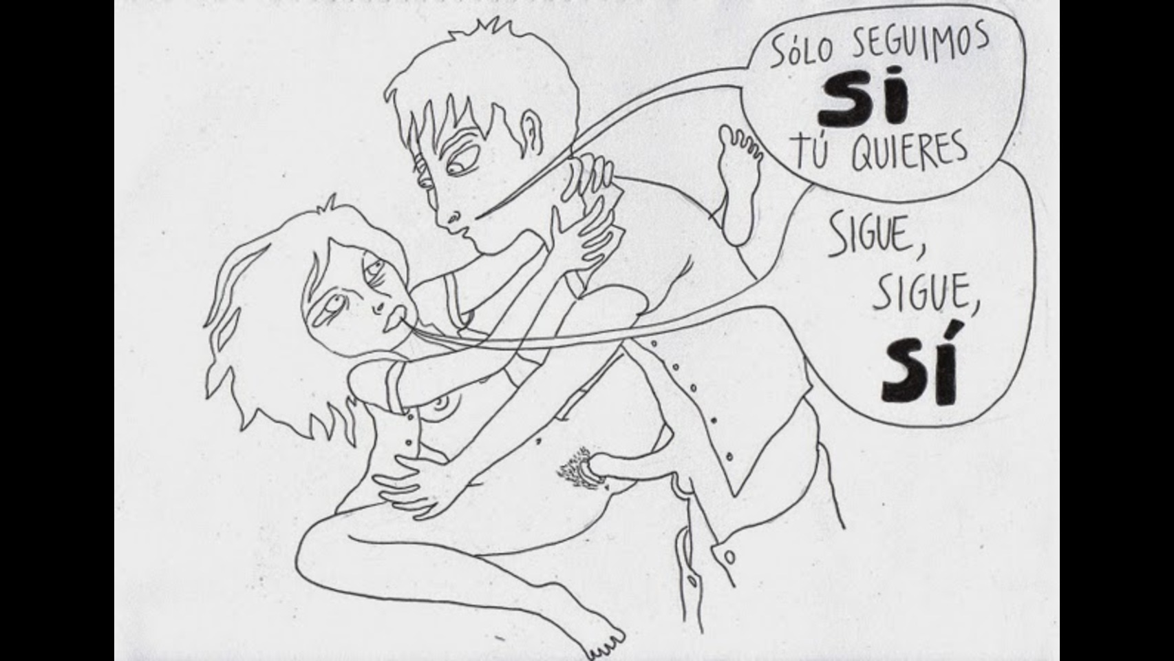Una de las ilustraciones de Tus faltas de ortografía hacen llorar al niño dios, de Sopapo, el alter ego de Sabina Urraca.