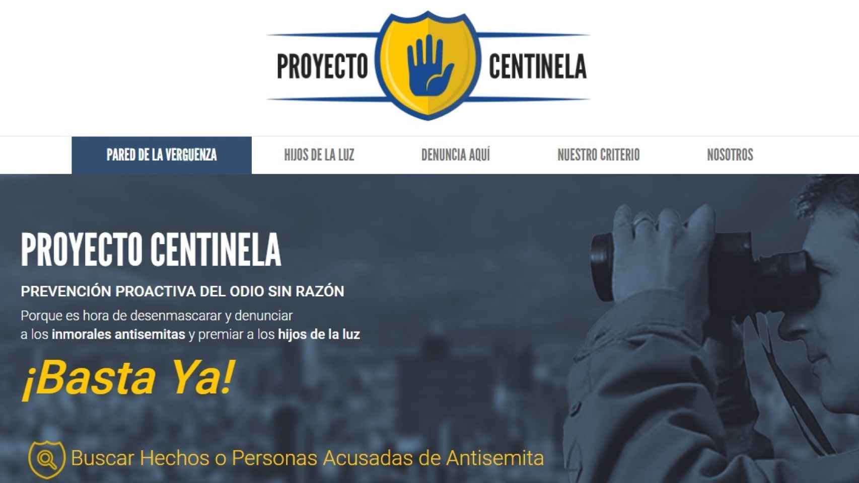 El 'site' del Proyecto Centinela, que pretende "denunciar a los inmorales antisemitas".