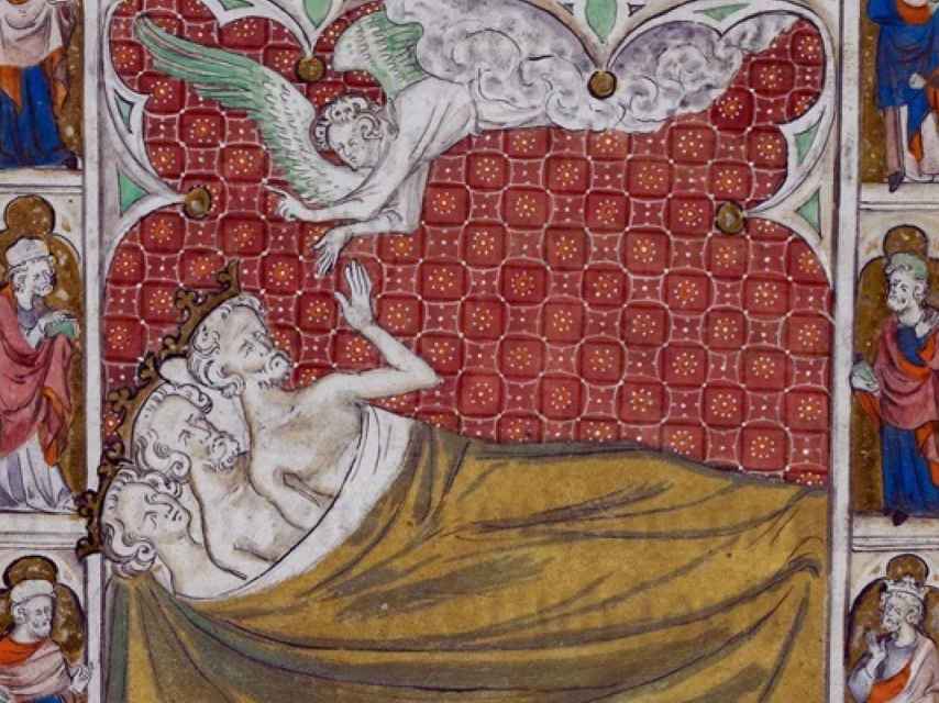 El sueño de los magos, en el Salterio de la reina María (siglo XIV).