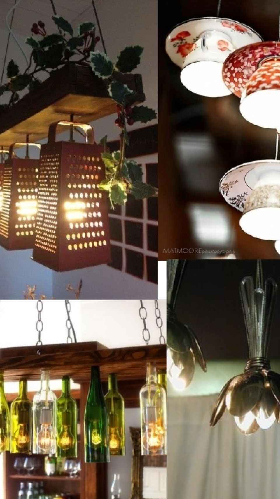 Lámparas con diferentes utensilios de cocina