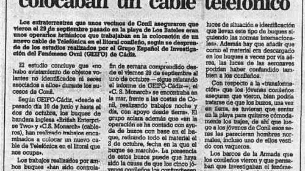 Explicación del Diario de Cádiz al supuesto avistamiento