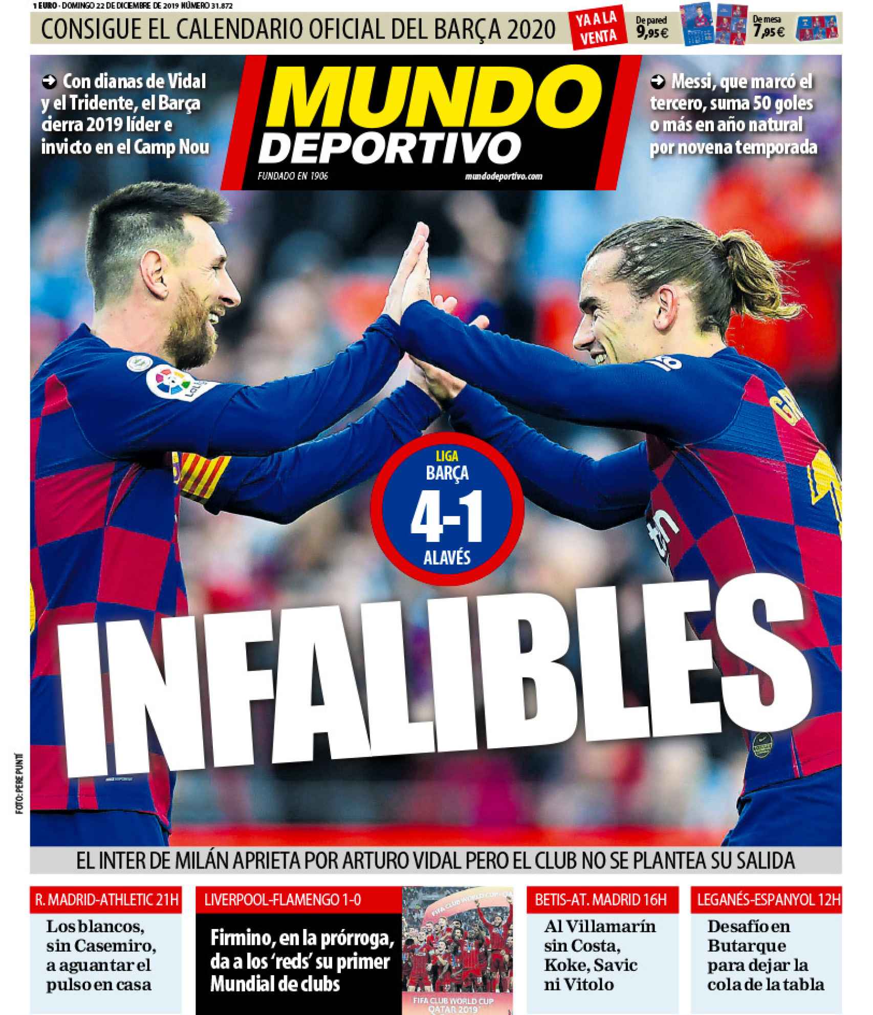 La portada del diario Mundo Deportivo (22/12/2019)